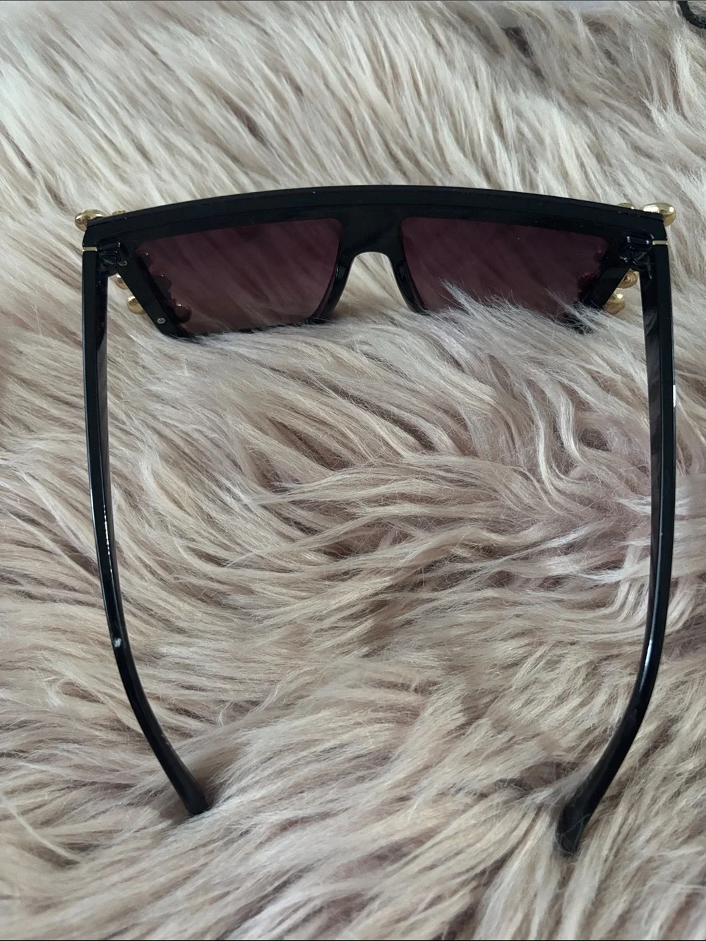 Aldo Black Shield Sunglasses with Crystal Clusters